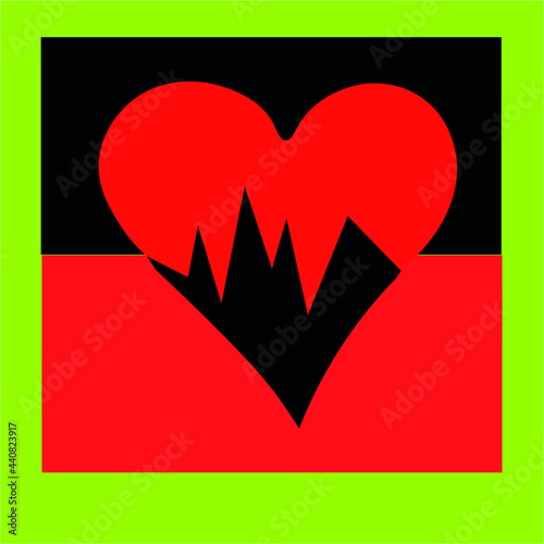Red and black heart. Logo. Insidious love.