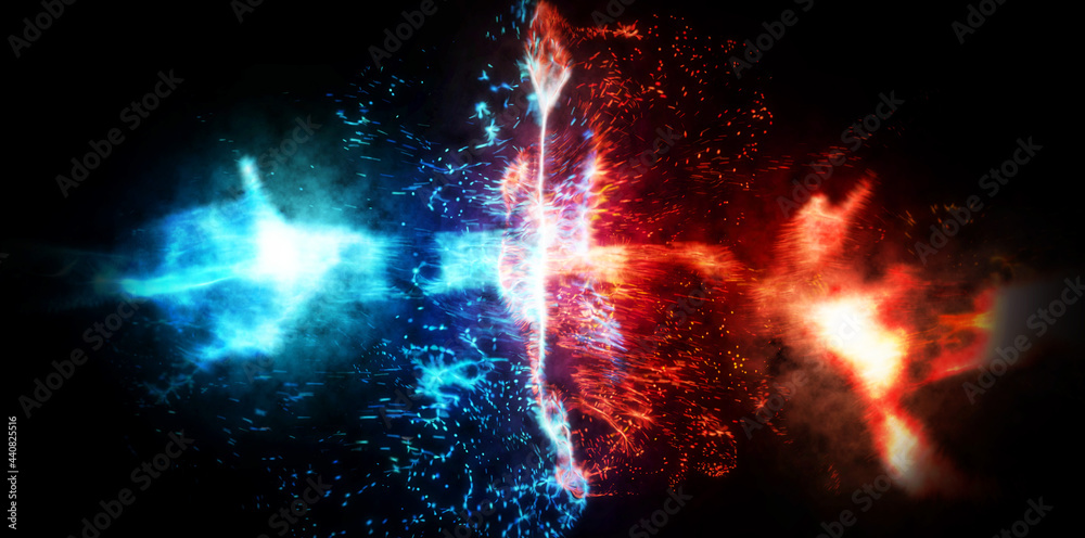 青と赤の炎の衝突 バトル背景 Stock Illustration Adobe Stock