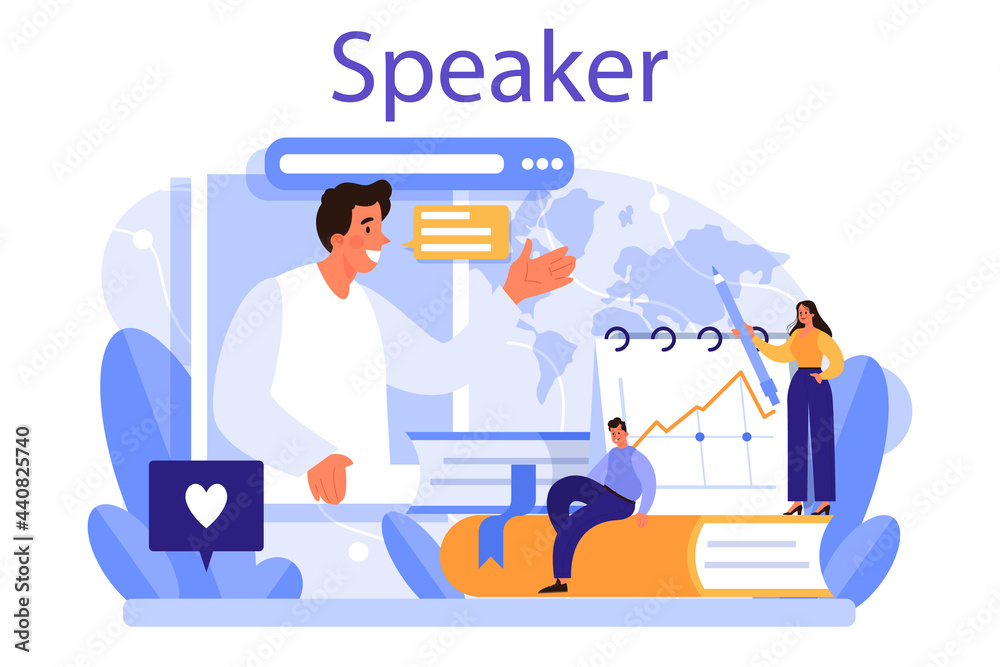 Professional speaker concept. Rhetoric or elocution specialist