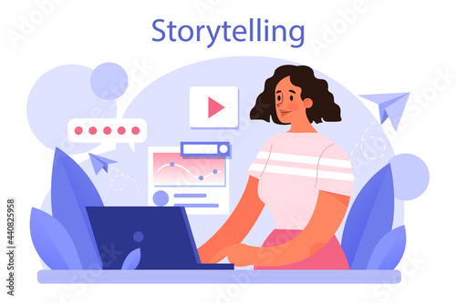 Storytelling concept. Professional speechwriter or journalist. Idea of creative