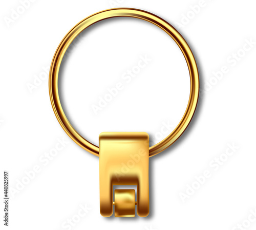 Leather keychain, trinket keyring mockup. Keyholder and breloque illustration. Keyring holders isolated on white background. Blank accessory.