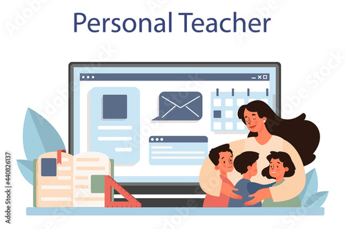 Teacher online service or platform. Profesor standing