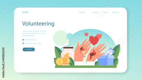 Volunteer web banner or landing page. Charity community support