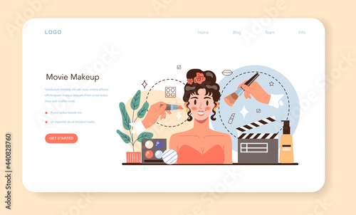 Movie make up artist web banner or landing page. Professional artist