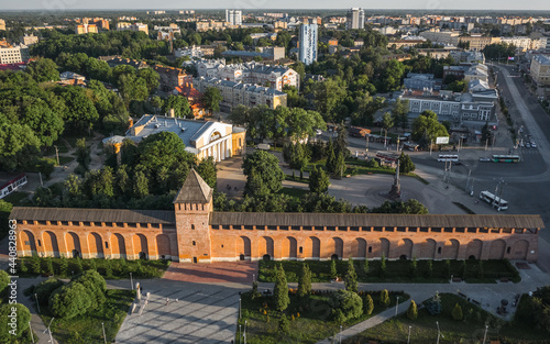 Aerial view of Smolensk fortress Wall. Part of a fortress constructed between 1595 and 1602
