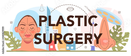 Plastic surgery typographic header. Idea of modern face aesthetic