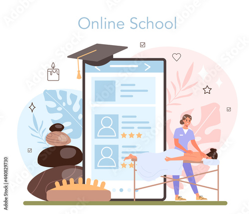 Masseur online service or platform. Spa procedure in beauty salon