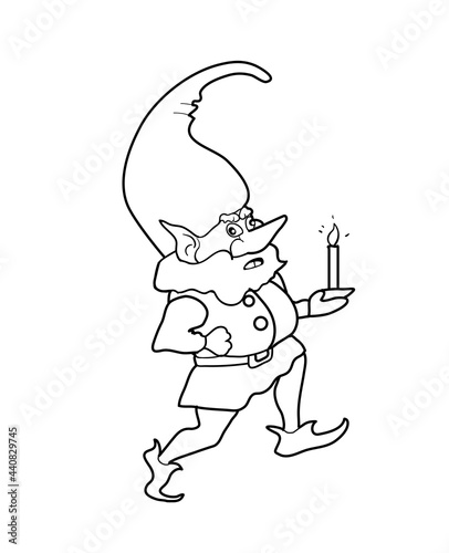 Gnome with candle. Coloring Pages