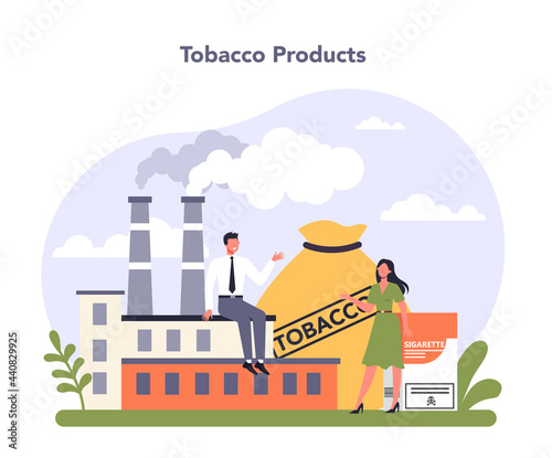 Tobacco production industry sector of the economy. Smoking products