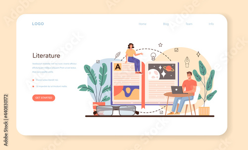 Professional writer web banner or landing page. Author writing script