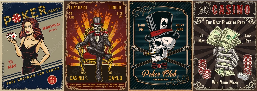 Obraz premium Vintage gambling posters