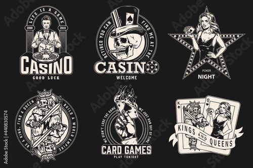 Gambling monochrome designs collection