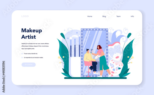 Make up artist web banner or landing page. Professional artist