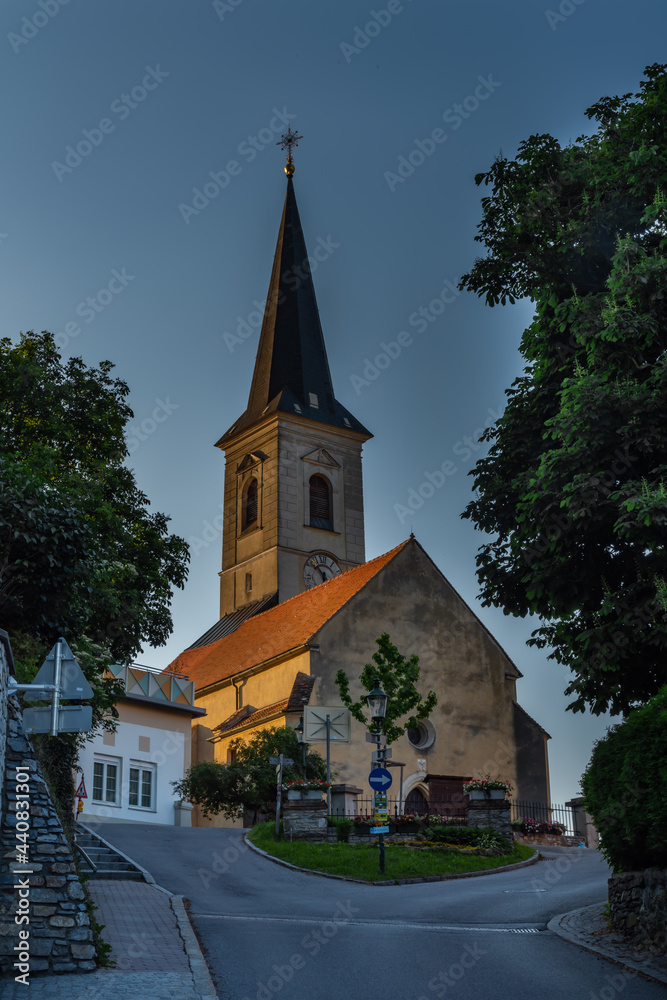 Pfarrkirche Sankt Radegundis church in Austria in sunrise morning