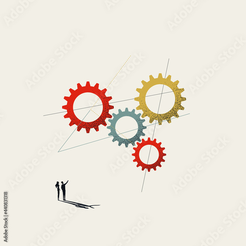 Business process automation vector concept. Symbol of engineering, industry design, management. Minimal illustration