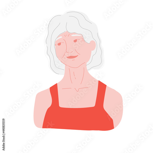 an old woman. the elderly woman is a pensioner. an active grandmother. a woman with gray hair. bodypositive portrait of a beautiful gray-haired granny.
