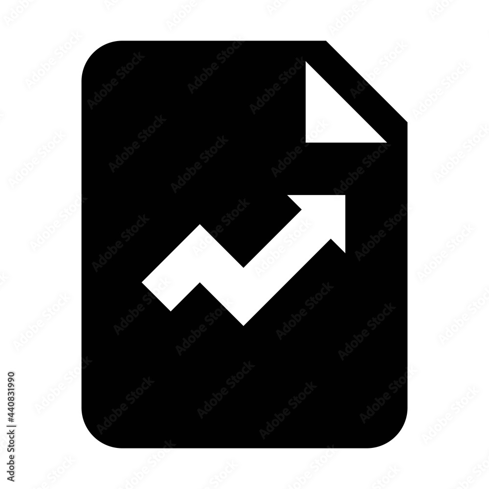 Document icon vector with growth chart and graph information for business data and finance in a glyph pictogram illustration Document icon vector with growth chart and graph information for business data and finance in a glyph pictogram illustration