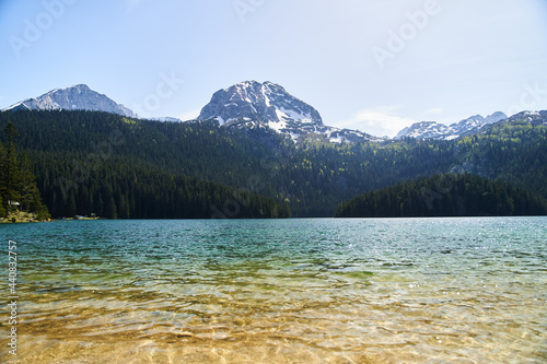 Black lake, Natural landscape. Mountain lake, Zabljak, Montenegro, Durmitor national park