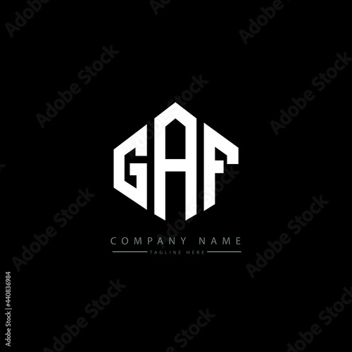 GAF letter logo design with polygon shape. GAF polygon logo monogram. GAF cube logo design. GAF hexagon vector logo template white and black colors. GAF monogram, GAF business and real estate logo. 