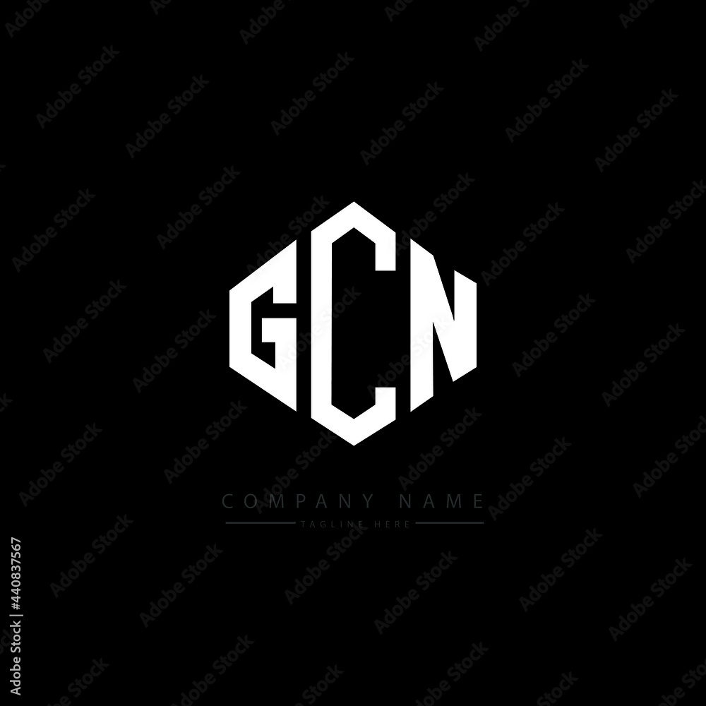 GCN letter logo design with polygon shape. GCN polygon logo monogram. GCN cube logo design. GCN hexagon vector logo template white and black colors. GCN monogram, GCN business and real estate logo. 