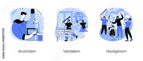 Social problems abstract concept vector illustrations.