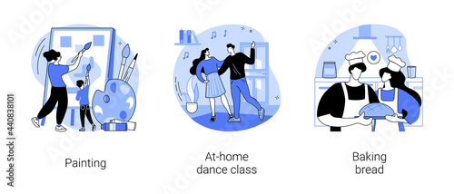 Stay home ideas abstract concept vector illustrations.