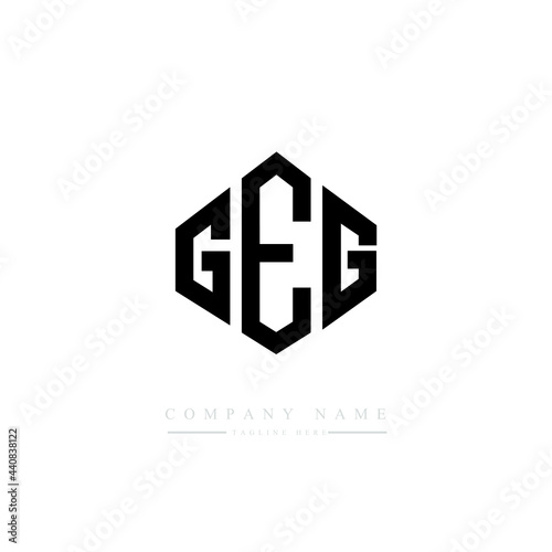 GEG letter logo design with polygon shape. GEG polygon logo monogram. GEG cube logo design. GEG hexagon vector logo template white and black colors. GEG monogram, GEG business and real estate logo.  photo