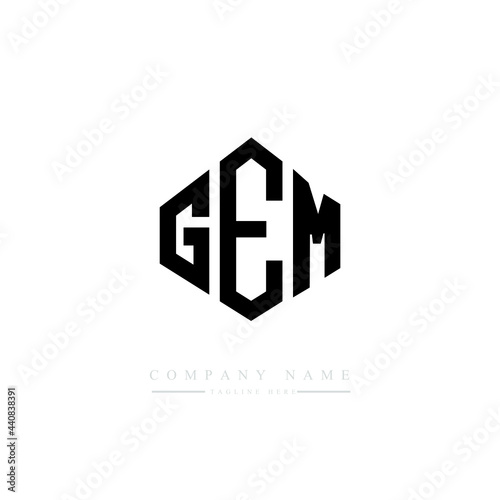 GEM letter logo design with polygon shape. GEM polygon logo monogram. GEM cube logo design. GEM hexagon vector logo template white and black colors. GEM monogram, GEM business and real estate logo. 