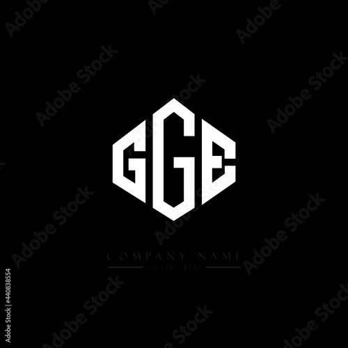 GGE letter logo design with polygon shape. GGE polygon logo monogram. GGE cube logo design. GGE hexagon vector logo template white and black colors. GGE monogram, GGE business and real estate logo. 
