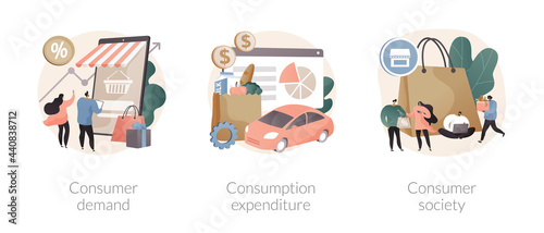 Consumer society abstract concept vector illustrations.
