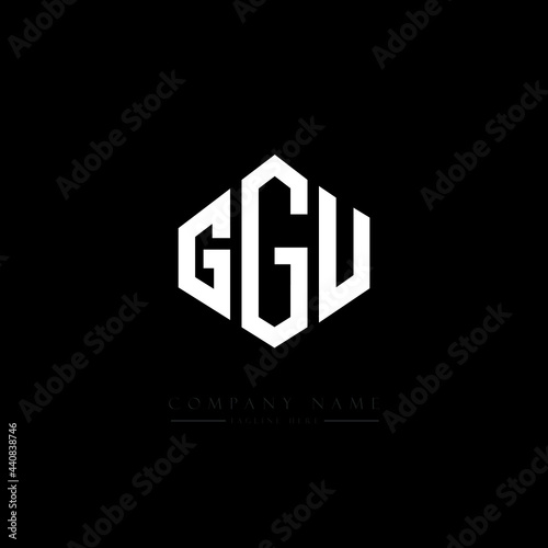 GGU letter logo design with polygon shape. GGU polygon logo monogram. GGU cube logo design. GGU hexagon vector logo template white and black colors. GGU monogram, GGU business and real estate logo. 