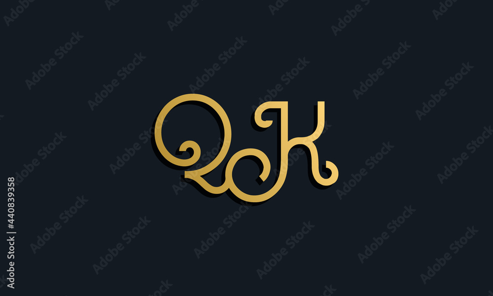Luxury fashion initial letter QK logo.