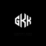 GKK letter logo design with polygon shape. GKK polygon logo monogram. GKK cube logo design. GKK hexagon vector logo template white and black colors. GKK monogram, GKK business and real estate logo. 
