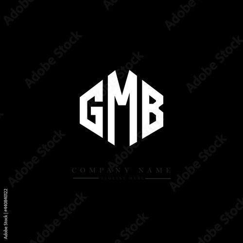 GMB letter logo design with polygon shape. GMB polygon logo monogram. GMB cube logo design. GMB hexagon vector logo template white and black colors. GMB monogram, GMB business and real estate logo. 