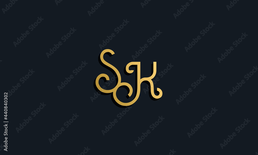 Luxury fashion initial letter SK logo.