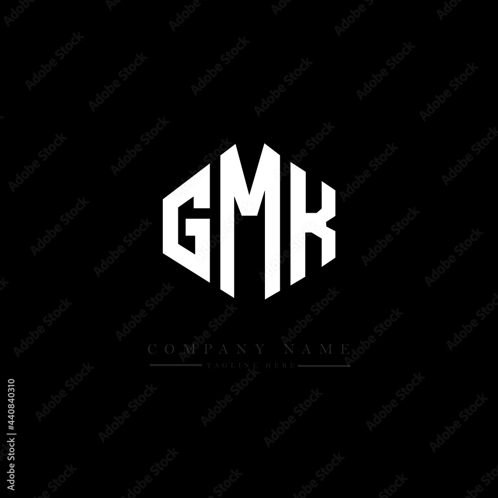 GMK letter logo design with polygon shape. GMK polygon logo monogram. GMK cube logo design. GMK hexagon vector logo template white and black colors. GMK monogram, GMK business and real estate logo. 