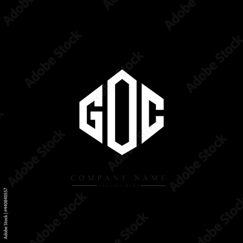 GOC letter logo design with polygon shape. GOC polygon logo monogram. GOC cube logo design. GOC hexagon vector logo template white and black colors. GOC monogram, GOC business and real estate logo.  photo