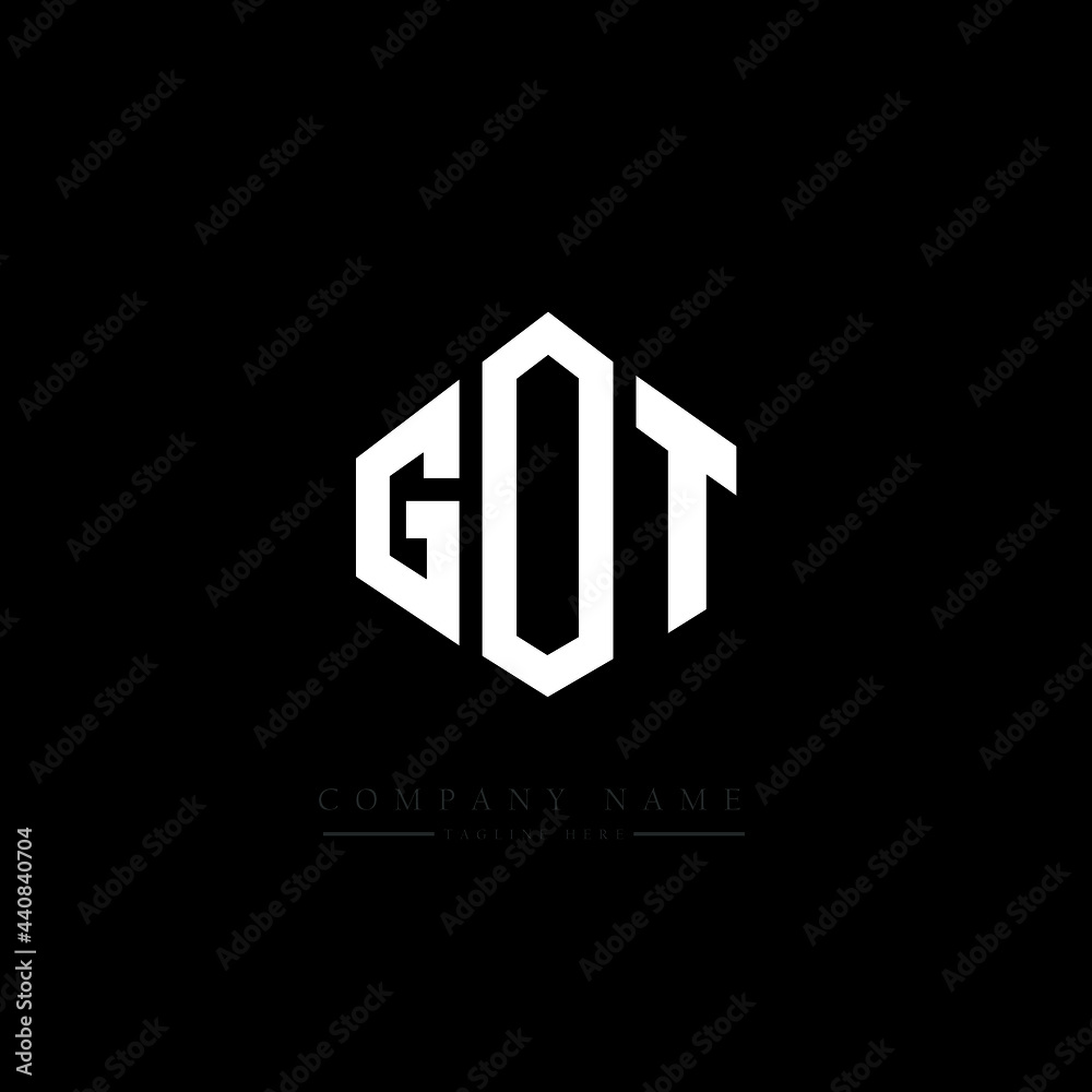 GOT letter logo design with polygon shape. GOT polygon logo monogram. GOT cube logo design. GOT hexagon vector logo template white and black colors. GOT monogram, GOT business and real estate logo. 