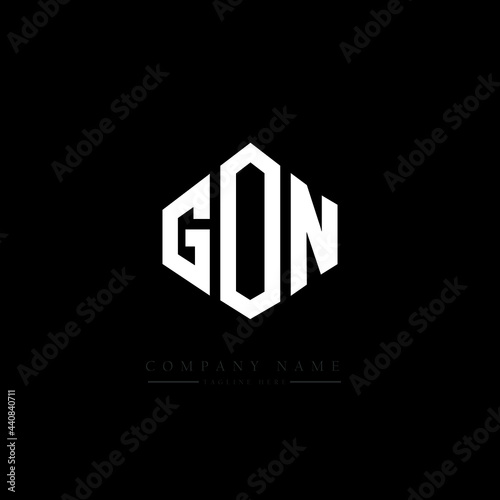 GON letter logo design with polygon shape. GON polygon logo monogram. GON cube logo design. GON hexagon vector logo template white and black colors. GON monogram, GON business and real estate logo. 