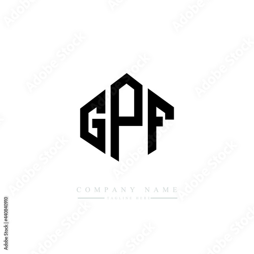 GPF letter logo design with polygon shape. GPF polygon logo monogram. GPF cube logo design. GPF hexagon vector logo template white and black colors. GPF monogram, GPF business and real estate logo. 