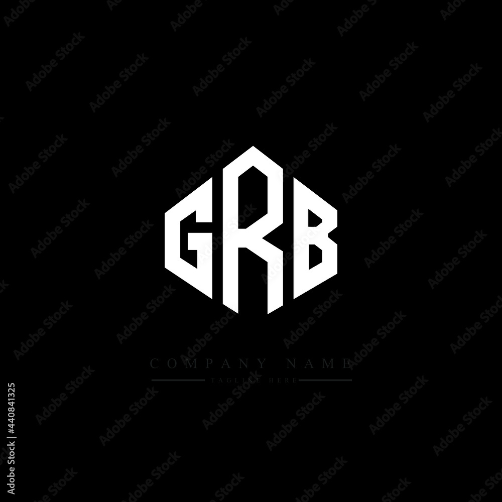 GRB letter logo design with polygon shape. GRB polygon logo monogram. GRB cube logo design. GRB hexagon vector logo template white and black colors. GRB monogram, GRB business and real estate logo.  - obrazy, fototapety, plakaty 