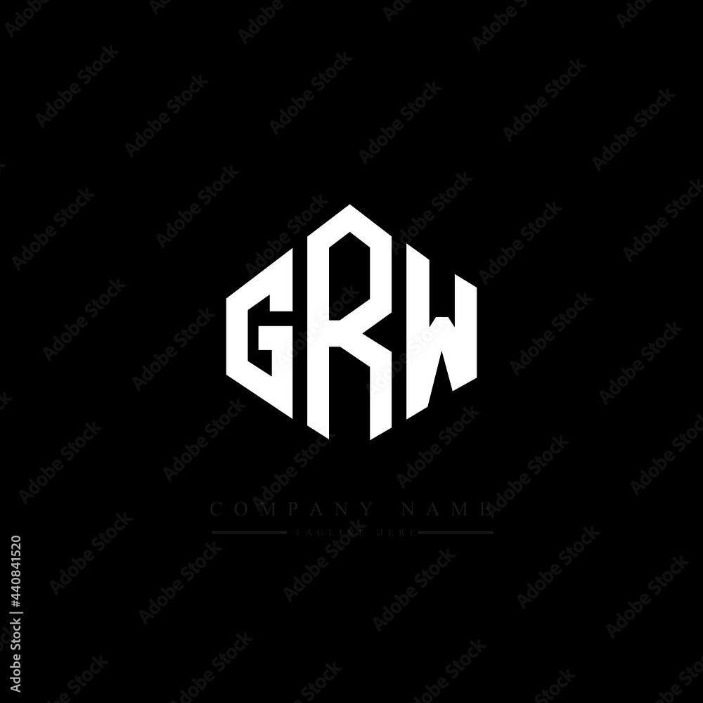 GRW letter logo design with polygon shape. GRW polygon logo monogram. GRW cube logo design. GRW hexagon vector logo template white and black colors. GRW monogram, GRW business and real estate logo. 
