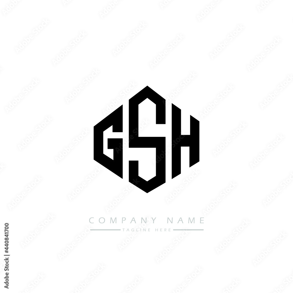 GSH letter logo design with polygon shape. GSH polygon logo monogram. GSH cube logo design. GSH hexagon vector logo template white and black colors. GSH monogram, GSH business and real estate logo. 