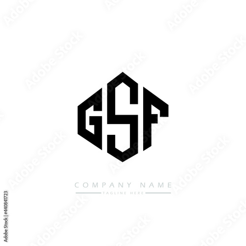 GSF letter logo design with polygon shape. GSF polygon logo monogram. GSF cube logo design. GSF hexagon vector logo template white and black colors. GSF monogram, GSF business and real estate logo. 