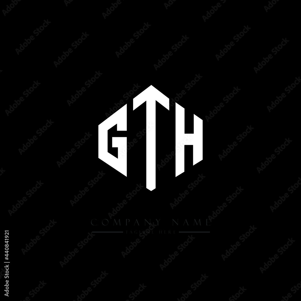 GTH letter logo design with polygon shape. GTH polygon logo monogram. GTH cube logo design. GTH hexagon vector logo template white and black colors. GTH monogram, GTH business and real estate logo. 