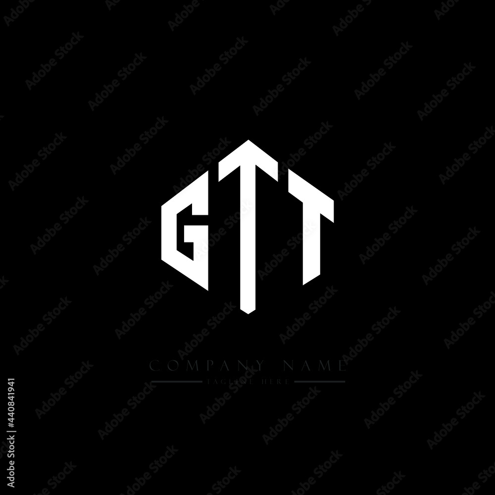 GTT letter logo design with polygon shape. GTT polygon logo monogram. GTT cube logo design. GTT hexagon vector logo template white and black colors. GTT monogram, GTT business and real estate logo. 