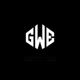 GWE letter logo design with polygon shape. GWE polygon logo monogram. GWE cube logo design. GWE hexagon vector logo template white and black colors. GWE monogram, GWE business and real estate logo. 