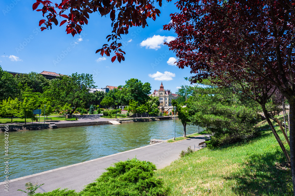 Bega river surrounding the old city of Timisoara in Romania