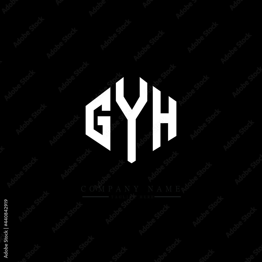 GYH letter logo design with polygon shape. GYH polygon logo monogram. GYH cube logo design. GYH hexagon vector logo template white and black colors. GYH monogram, GYH business and real estate logo. 
