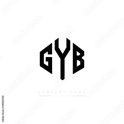 GYB letter logo design with polygon shape. GYB polygon logo monogram. GYB cube logo design. GYB hexagon vector logo template white and black colors. GYB monogram, GYB business and real estate logo.  photo